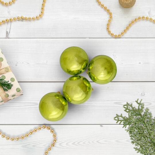 60ct Shiny Green Kiwi Shatterproof Ball Ornaments